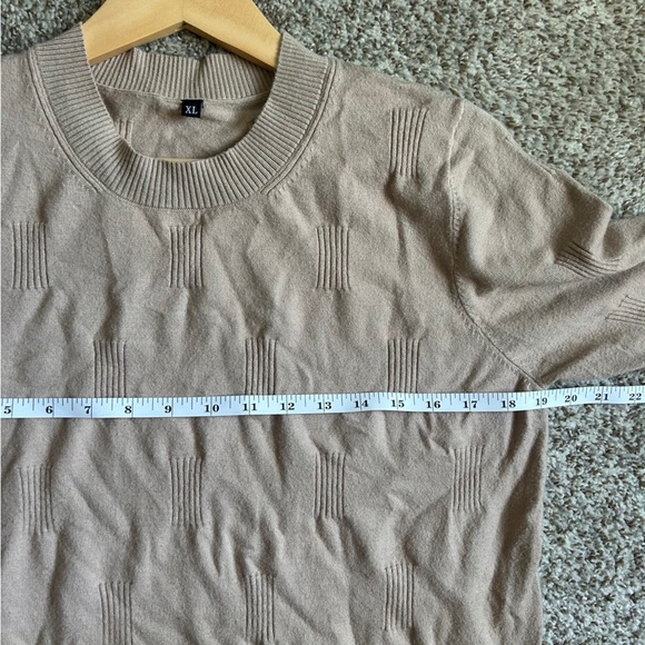 Cream Tan Crew Neck Sweater Lightweight Knit Casual Neutral Soft Comfy XL - Picture 5 of 6